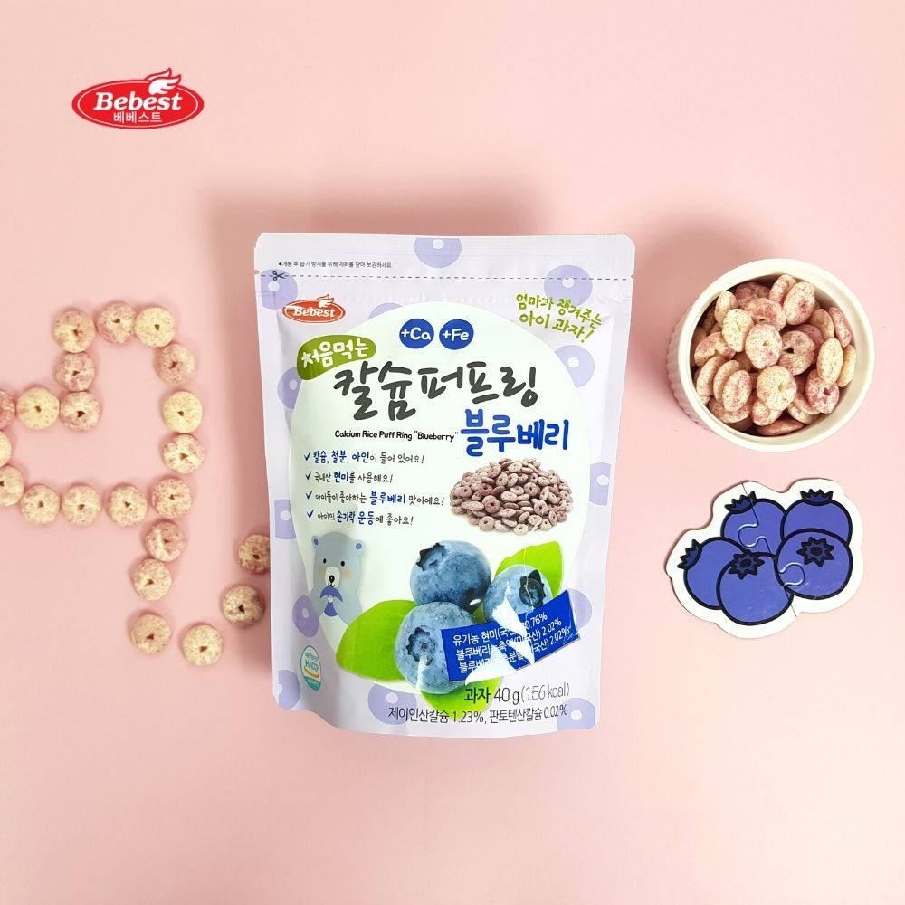 Bebest Baby Calcium Rice Puff Ring - Blueberry (40g)