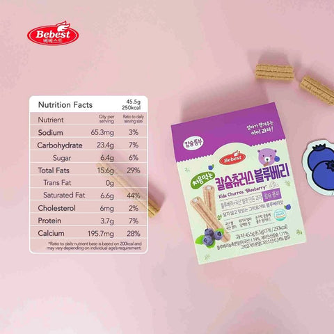 Bebest Kids Calcium Churros - Blueberry (6.5g x 7ea)