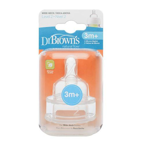 Dr Brown's Options Level 2 Baby Bottle Teats Nipple Pack Wide BPA Free 3m+ | Little Baby.