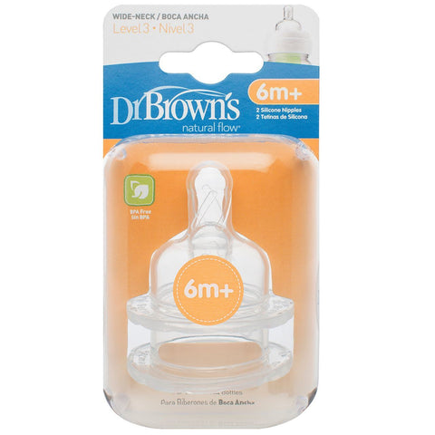 Dr Brown's Options Level 3 Baby Bottle Teats Nipple Pack Narrow BPA Free 6m+ | Little Baby.