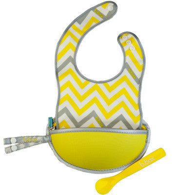 B.box Travel Bib w/ Baby Spoon (Mellow Lellow) | Little Baby.