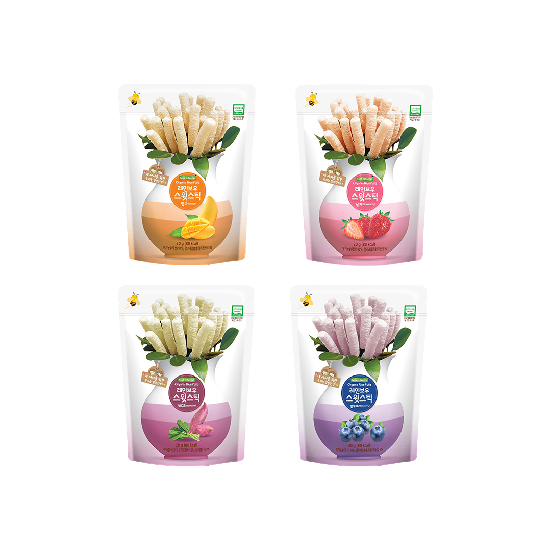 FarmToBaby Organic Rice Puff Rainbow Sweet Sticks (6m+) Expiry 10/2021 | Little Baby.