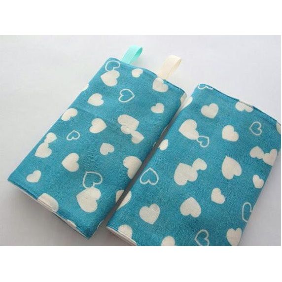 Jinglebib Drool Pad - White Heart,Teal | Little Baby.