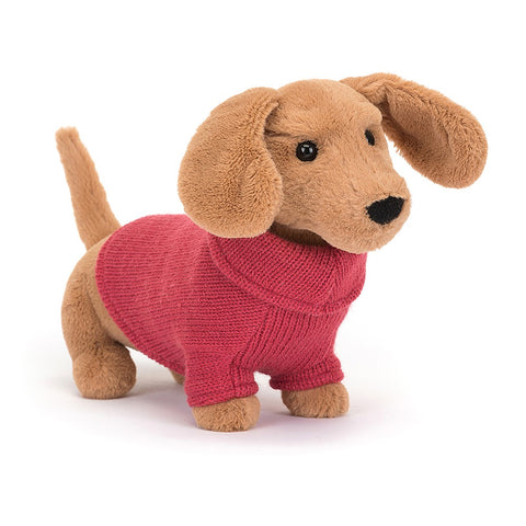 Jellycat Sweater Sausage Dog Pink - H14cm