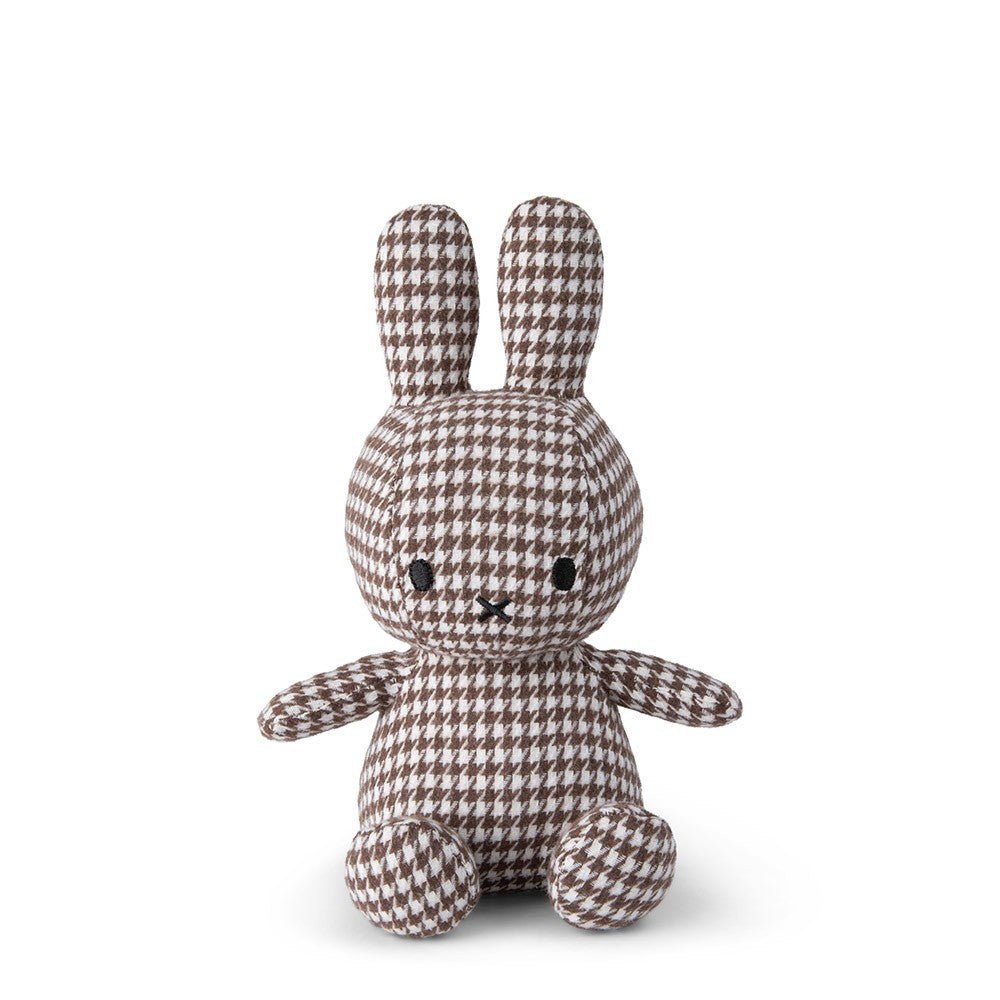 Miffy Sitting Pied-de-Poule Houndstooth Brown 23cm