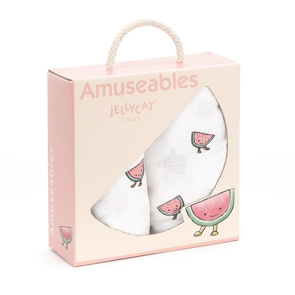 JellyCat Amuseable Watermelon Pair Of Muslins | Little Baby.