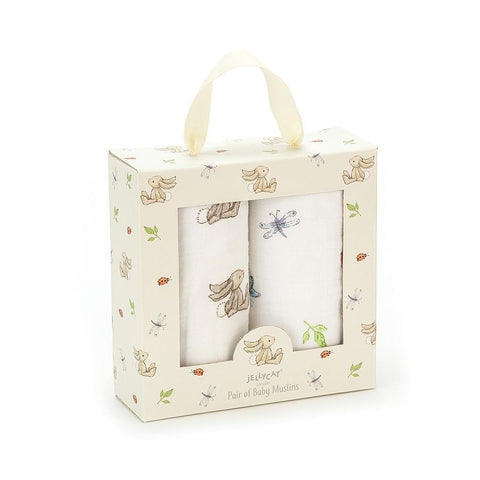 JellyCat Bashful Bunny Pair Of Muslins | Little Baby.