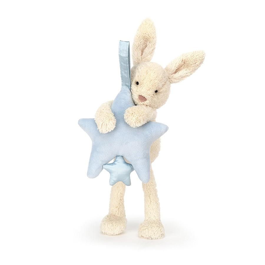 JellyCat Star Bunny Blue Musical Pull - H28cm | Little Baby.