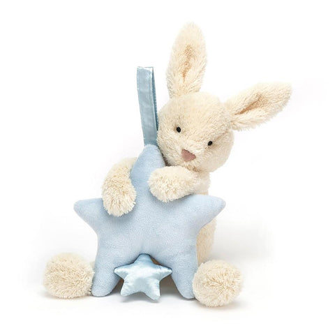 JellyCat Star Bunny Blue Musical Pull - H28cm | Little Baby.