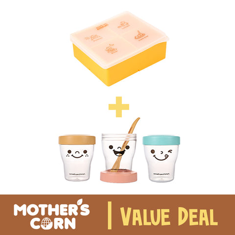 Mother's Corn Petit Smart Ecotainer Set + Silicone Freezer Cube | Kitchen Value Deal 10% OFF | Little Baby.