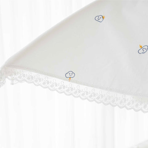 LOLBaby Cotton Embroidery Bumper Bed with Hanging Toy and Canopy - Cloud White  (Pre Order End March 24)