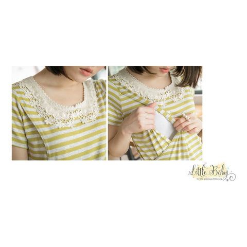 LB1667569 Sweet Lace Yellow Stripe (Free Size) | Little Baby.