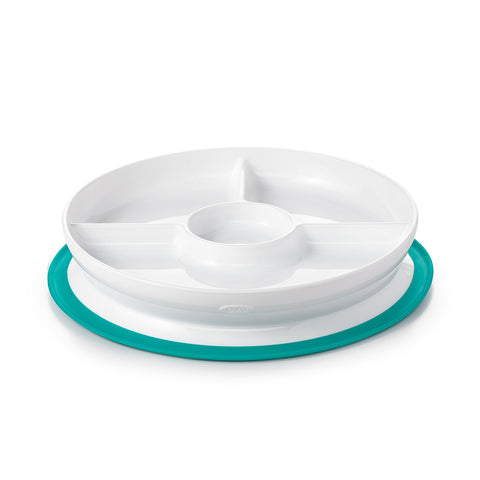OXO TOT Stick & Stay Suction Divided Plate - Teal | Little Baby.