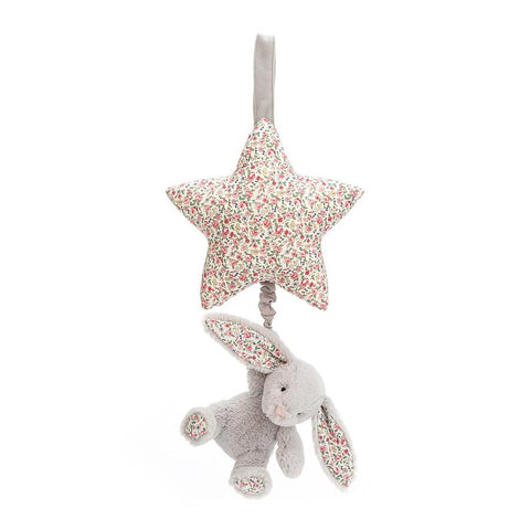 JellyCat Blossom Silver Bunny Musical Pull | Little Baby.