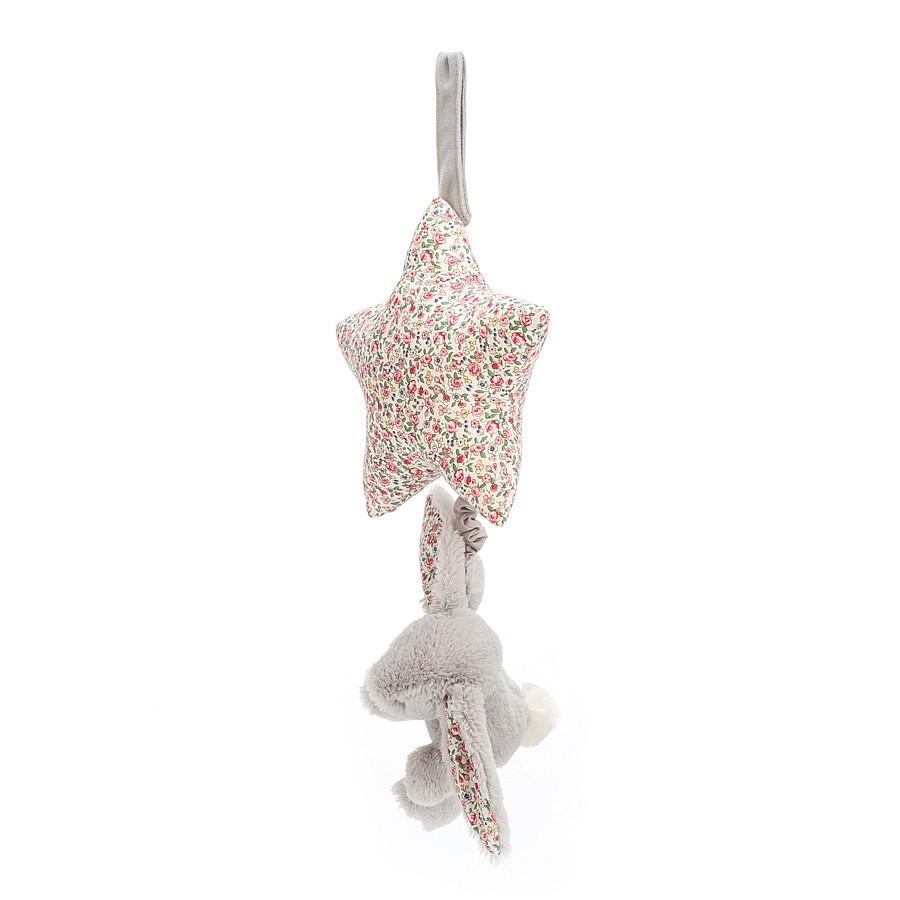 JellyCat Blossom Silver Bunny Musical Pull | Little Baby.