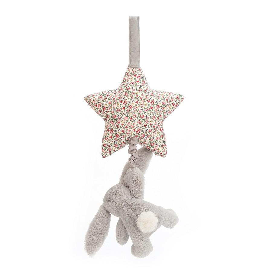 JellyCat Blossom Silver Bunny Musical Pull | Little Baby.