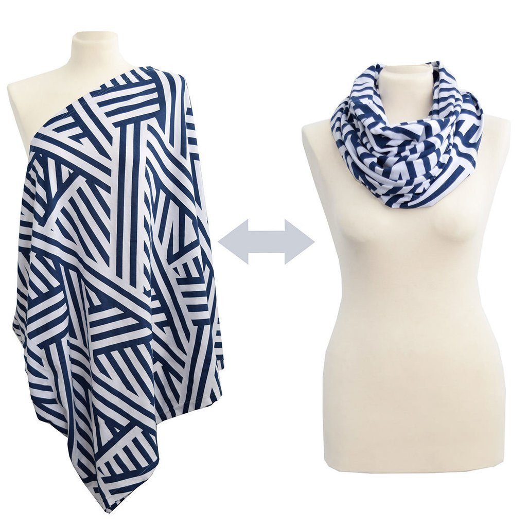 Itzy Ritzy Nursing Happens™ Infinity Breastfeeding Scarf - City Chevron Navy | Little Baby.