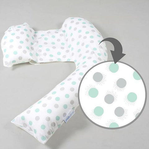 Dreamgenii Pregnancy Support & Feeding Pillow - Geo Cotton - Grey Aqua | Little Baby.