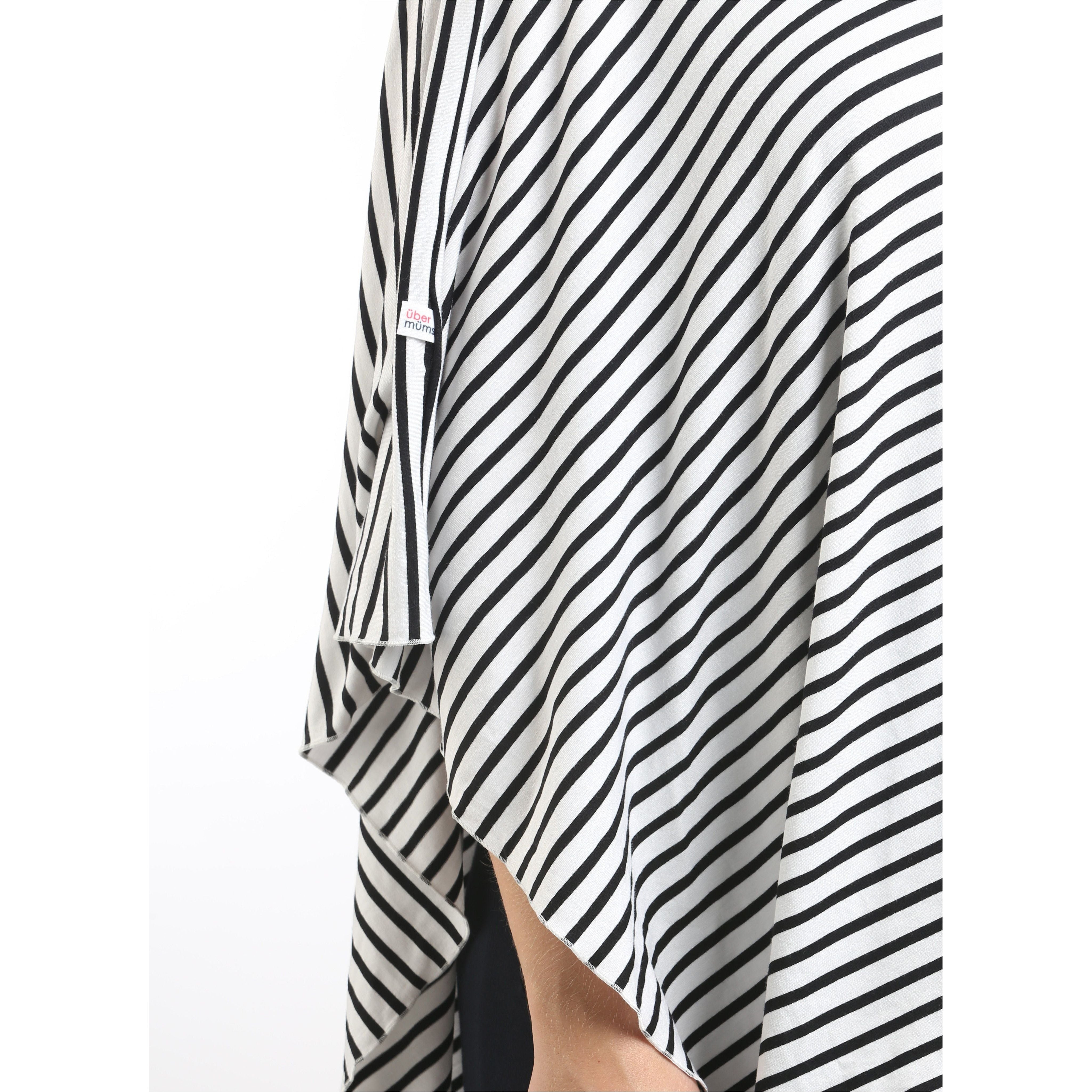 UberMums BlackWhite Skinny Stripe Nursing Poncho - Modal Spandex | Little Baby.