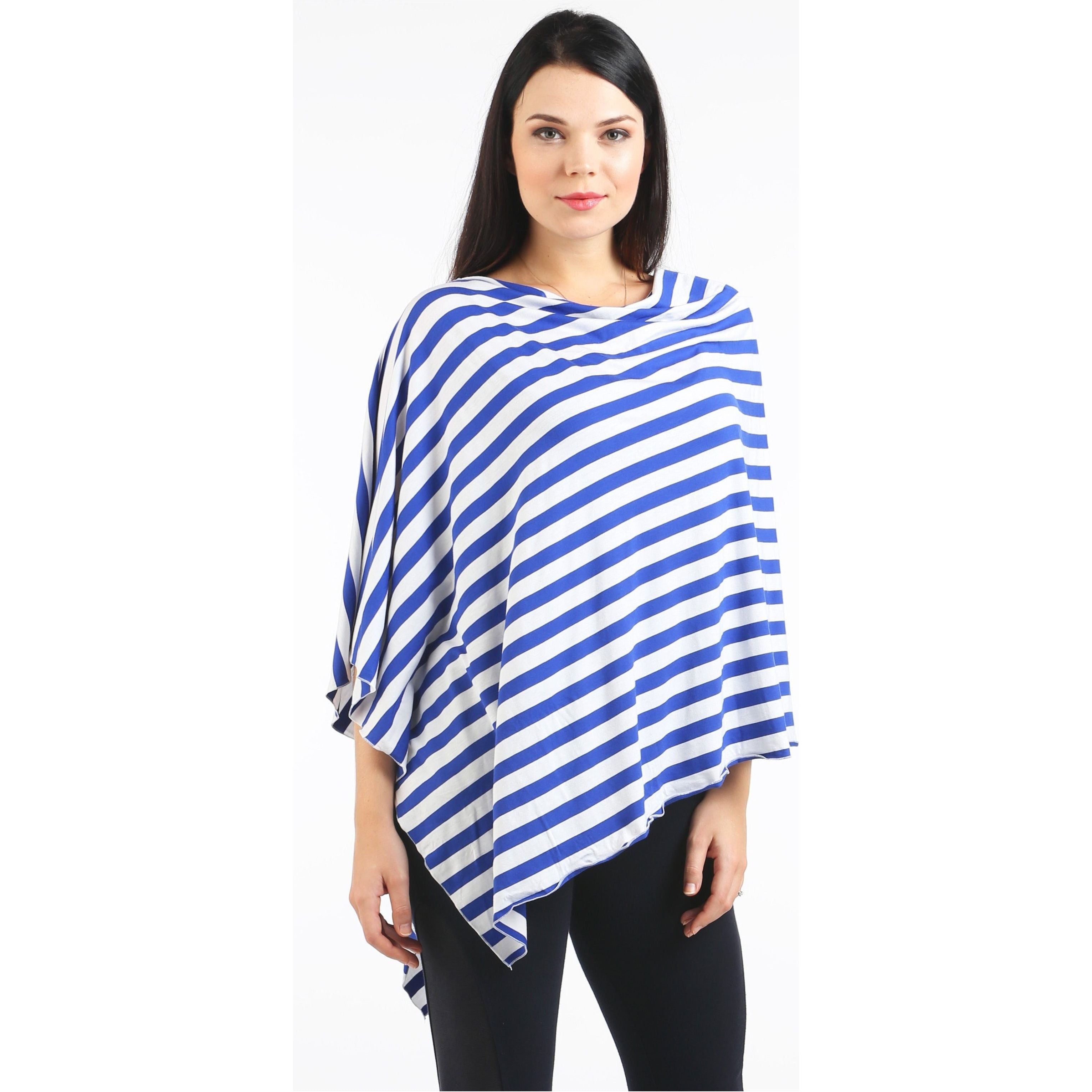 UberMums Blue/White Stripe Nursing Poncho - Modal Spandex | Little Baby.