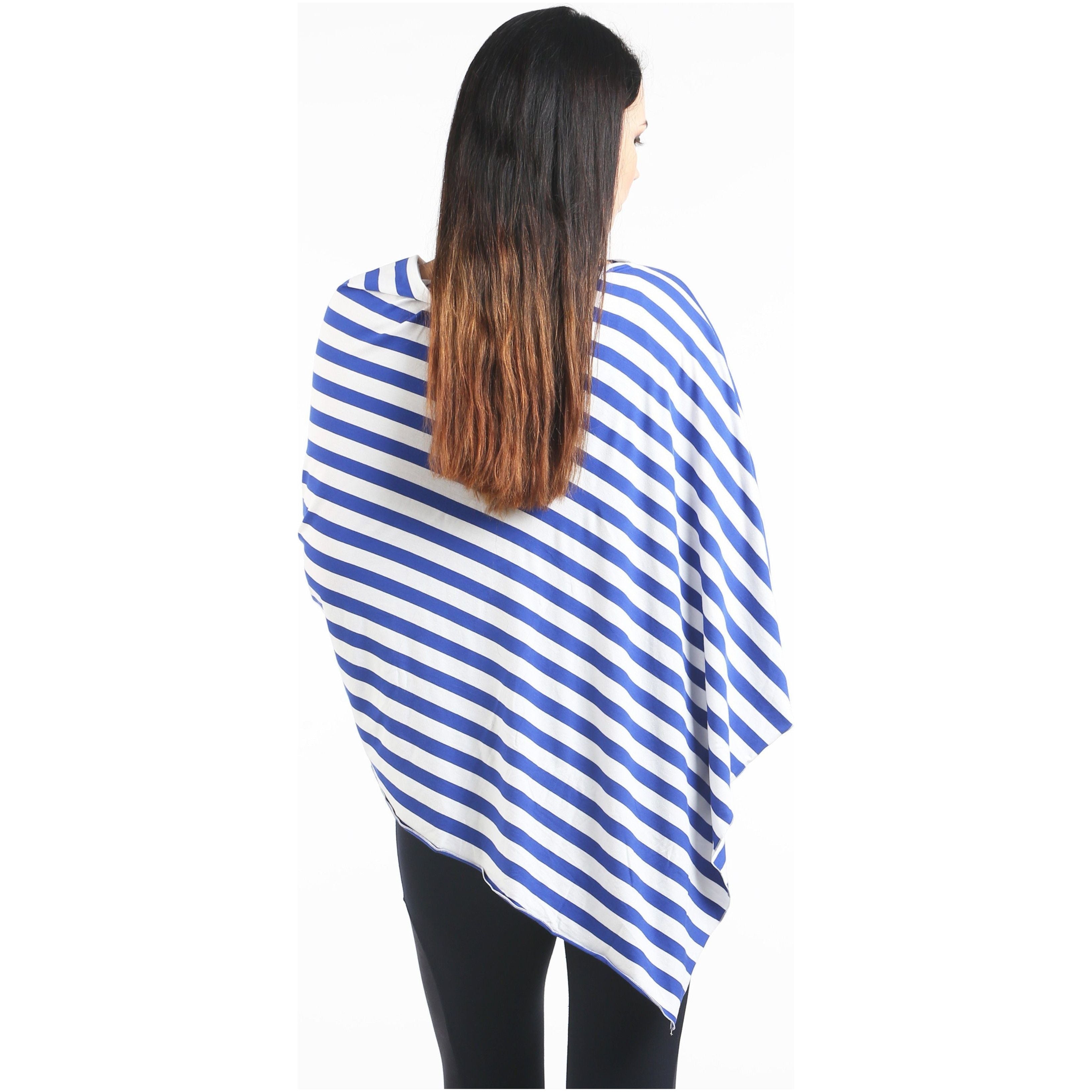 UberMums Blue/White Stripe Nursing Poncho - Modal Spandex | Little Baby.