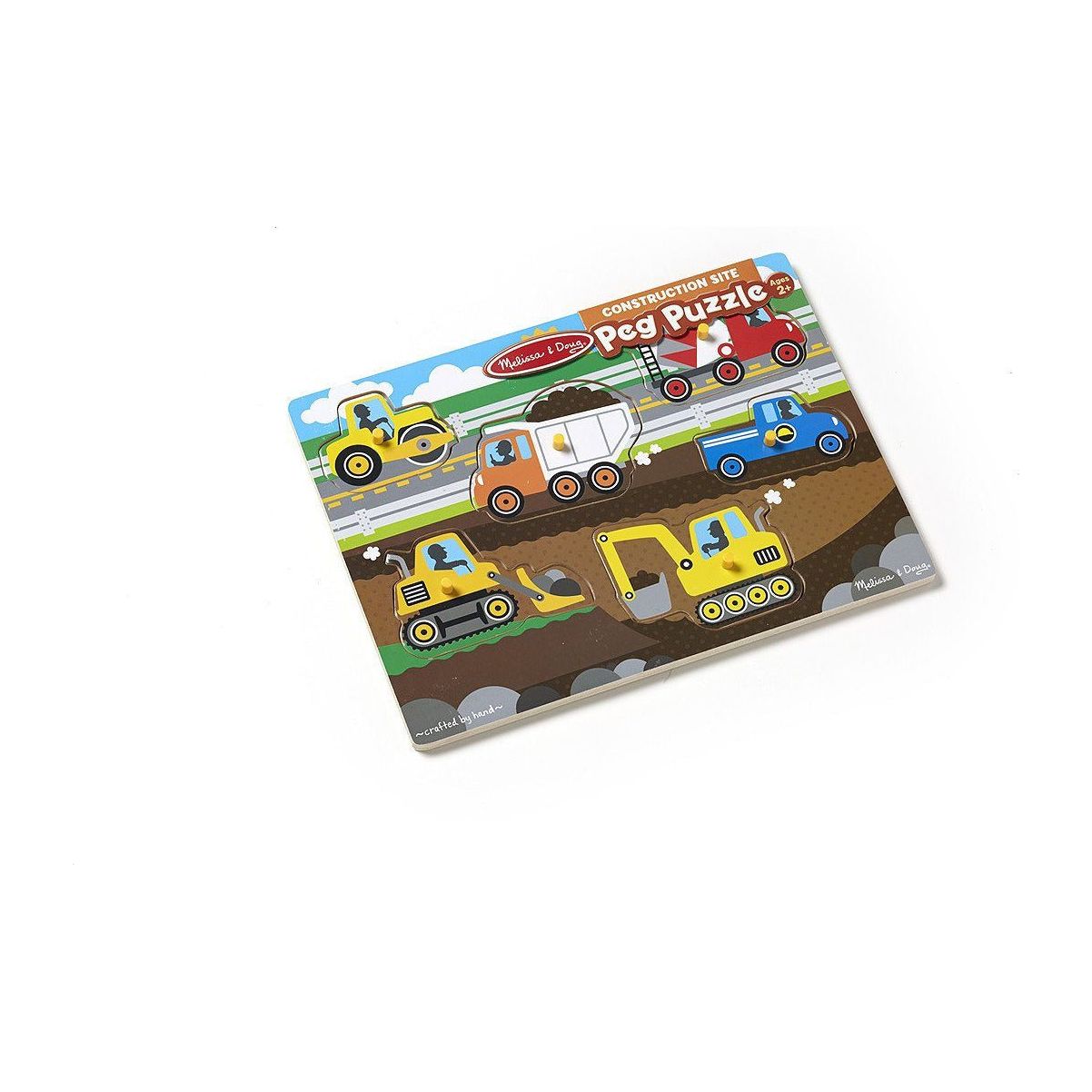 Melissa and Doug Construction Site Peg Puzzle - 6 Pieces | Little Baby.