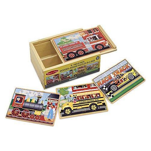 Melissa & Doug Vehicles Jigsaw Puzzles in a Box | Little Baby.