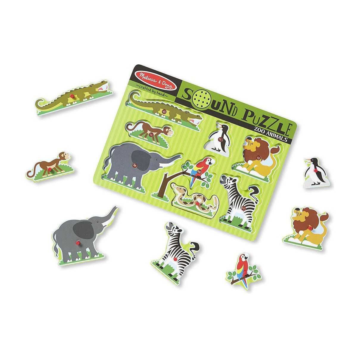 Melissa & Doug Zoo Animals Sound Puzzle - 8 Pieces | Little Baby.