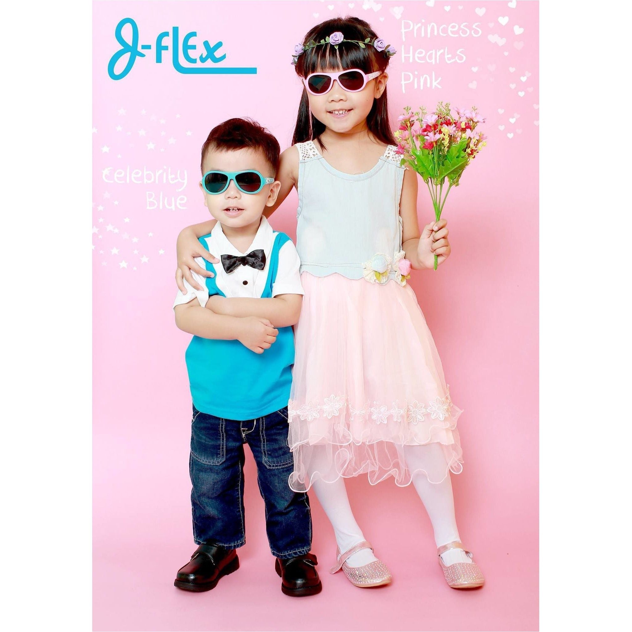 J-Flex Ultra Flexible Kids Polarized Sunglasses (Princess Hearts Pink) | Little Baby.