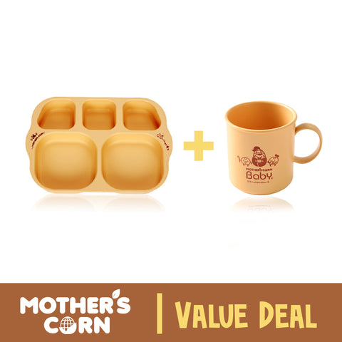 Mother's Corn School Bus Platter + Self Training Mug | Toddler Feeding Value Deal 10% OFF | Little Baby.
