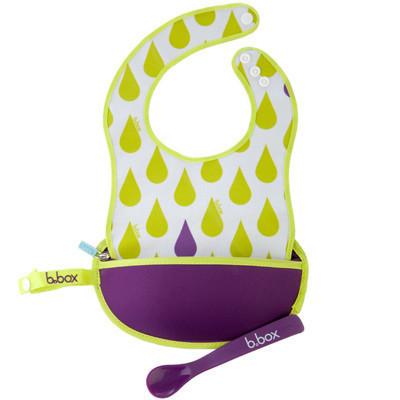 B.box Travel Bib w/ Baby Spoon (Splish Splash) | Little Baby.