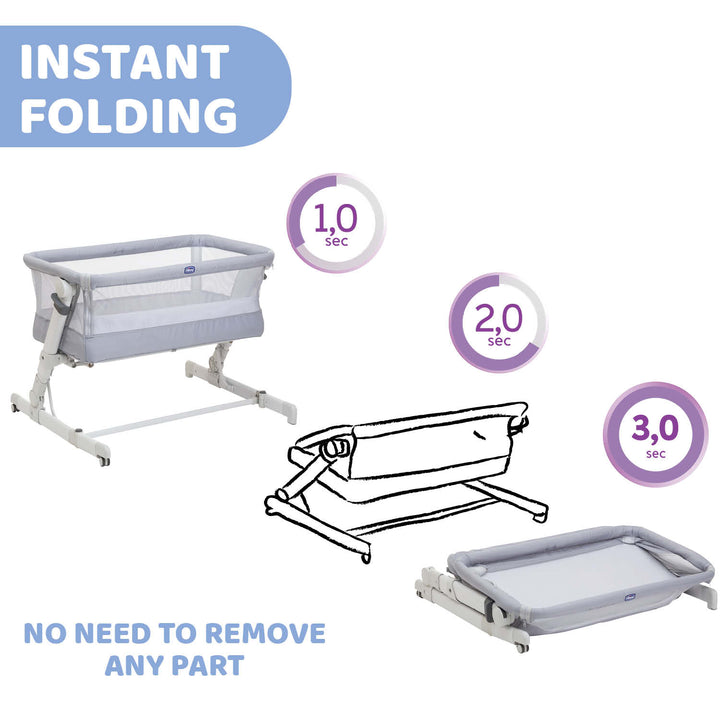 Chicco Next2Me Pop Up Co-sleeping Cot Grey Mist