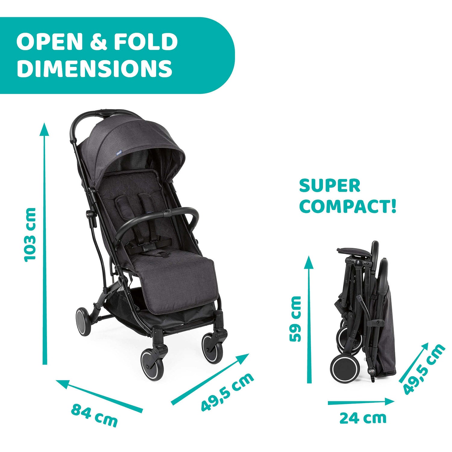 Chicco TrolleyMe Compact One Hand Fold Stroller 05079865280000