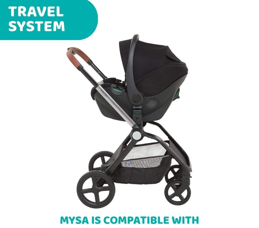 Chicco Mysa Stroller & MYSA LIGHT CARRYCOT BLACK SATIN (Promo)