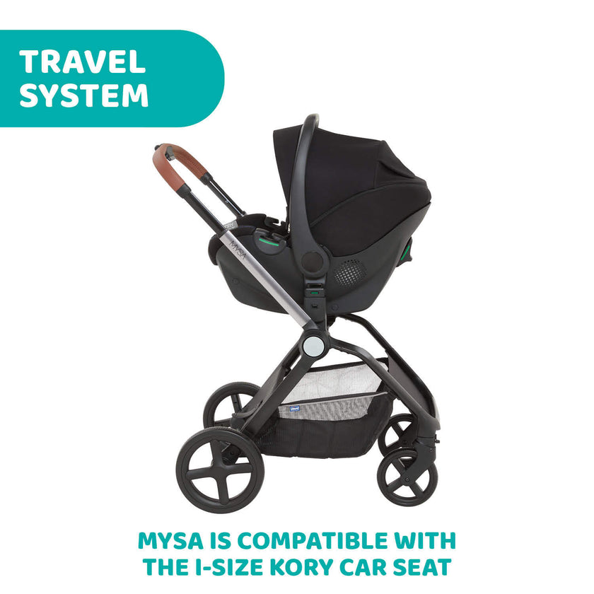 Chicco Mysa Stroller & MYSA LIGHT CARRYCOT BLACK SATIN (Promo)