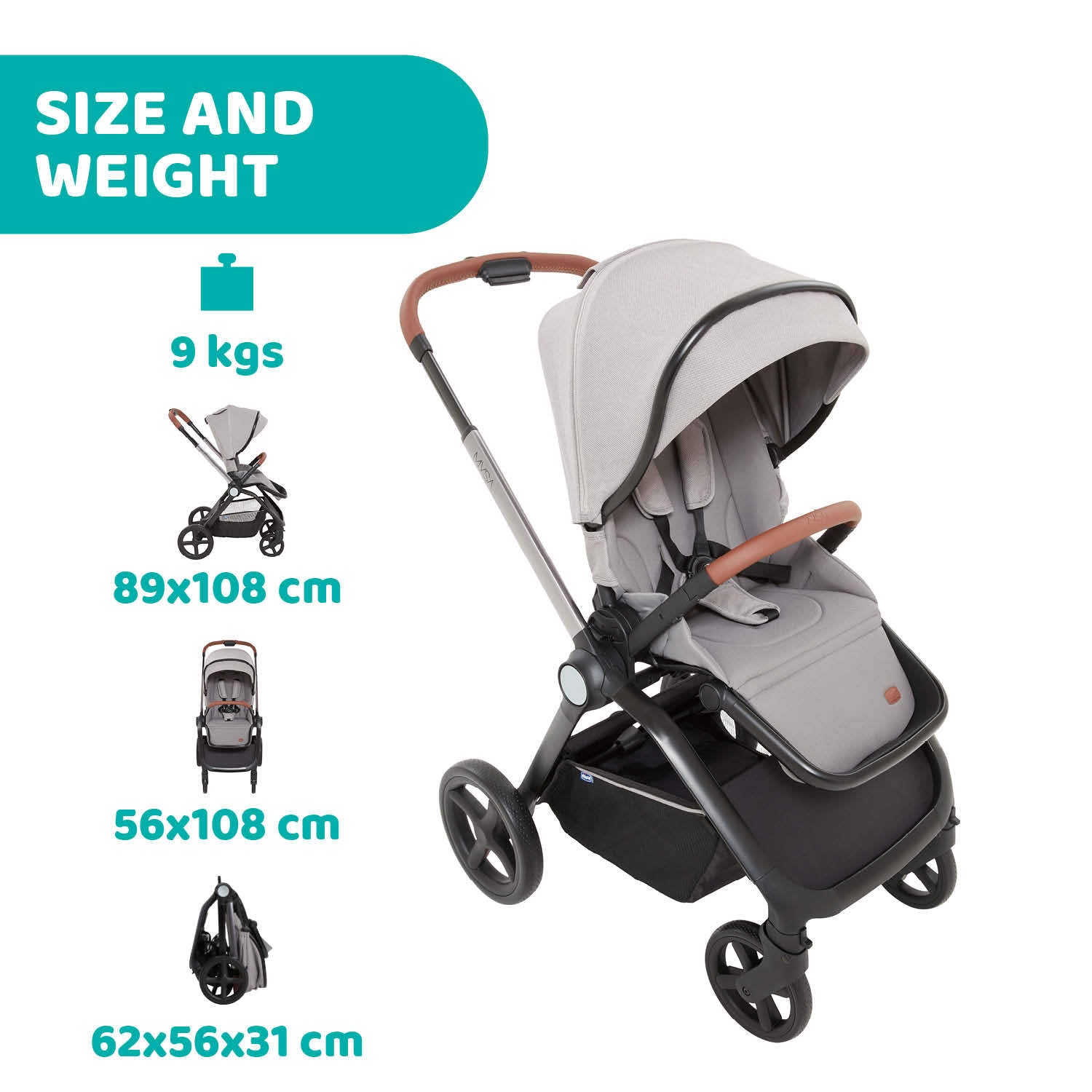 Chicco Mysa Stroller & MYSA LIGHT CARRYCOT BLACK SATIN (Promo)-6