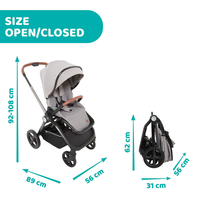 Chicco Mysa Stroller & MYSA LIGHT CARRYCOT BLACK SATIN (Promo)