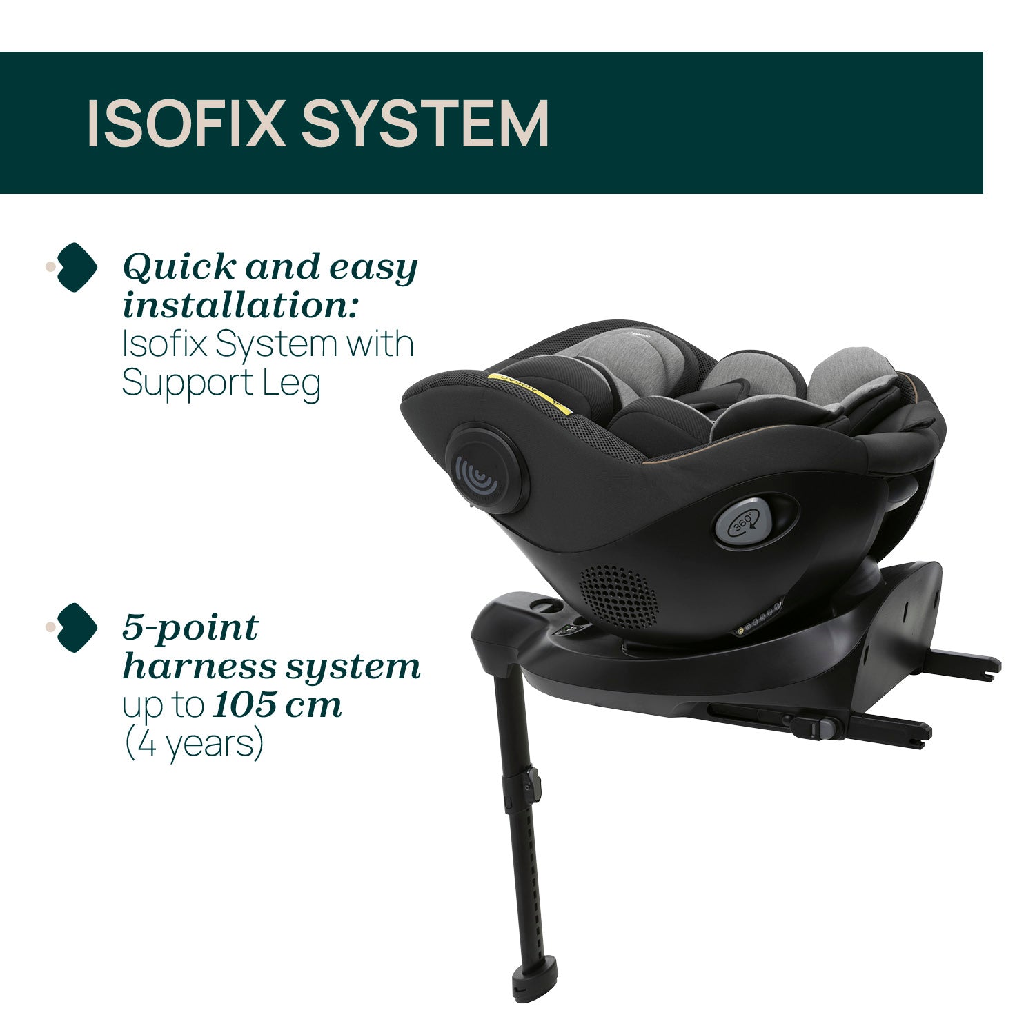 Chicco Seat105 i-Size 360 Rotating Car Seat Posh Black 04087114330000