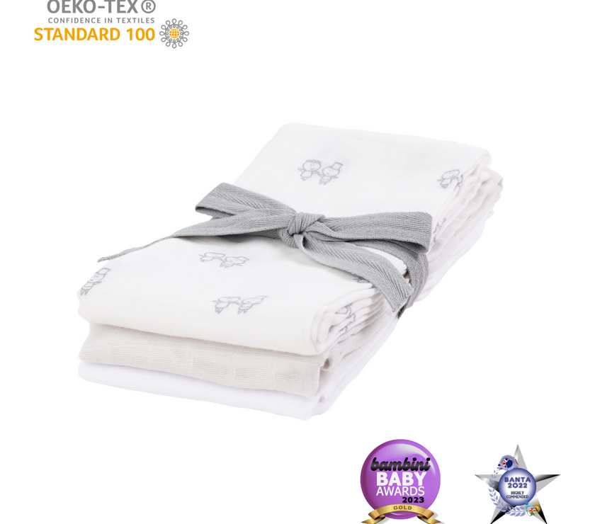 KIKI & SEBBY® 100% Cotton Muslin Swaddle Blankets – 3 pack
