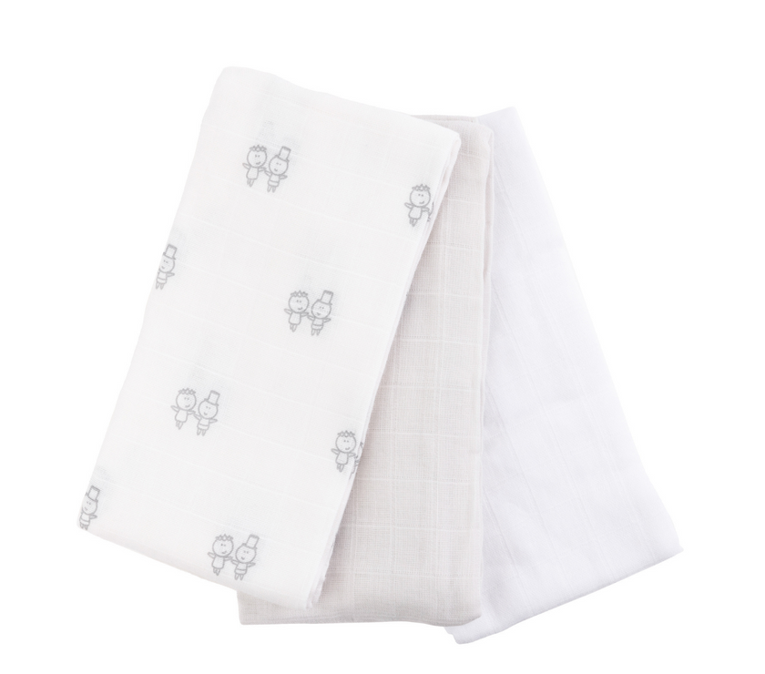 KIKI & SEBBY® 100% Cotton Muslin Swaddle Blankets – 3 pack
