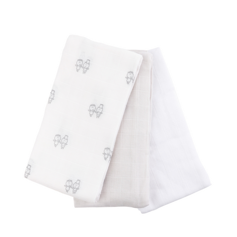 KIKI & SEBBY® 100% Cotton Muslin Swaddle Blankets – 3 pack