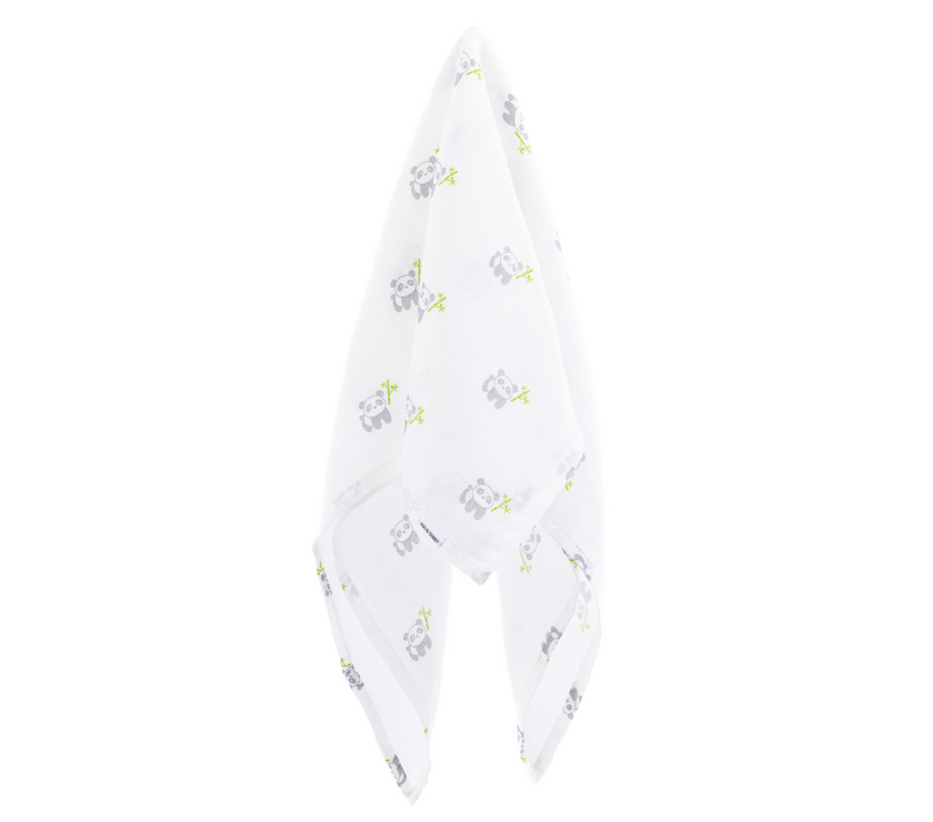 Kiki and Sebby PANDA 100% Cotton Muslin Swaddle Blankets – 3 pack