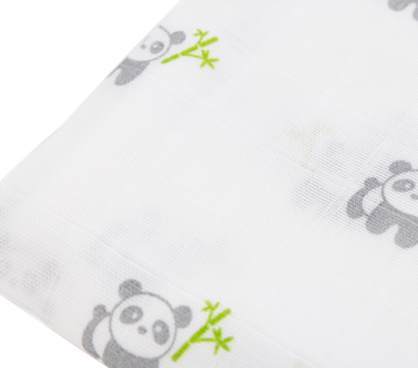 Kiki and Sebby PANDA 100% Cotton Muslin Swaddle Blankets – 3 pack