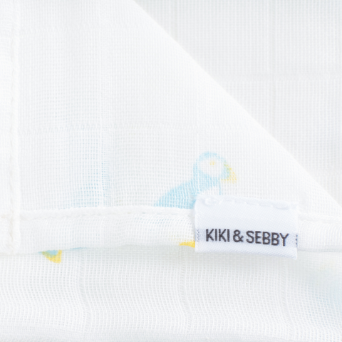 Kiki and Sebby PUFFIN 100% Cotton Muslin Swaddle Blankets – 3 pack