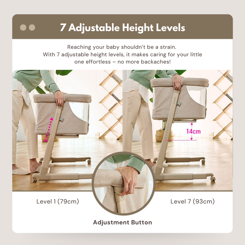 Daiichi Liu Baby Bed Side Crib - Available in Assorted Colours-10