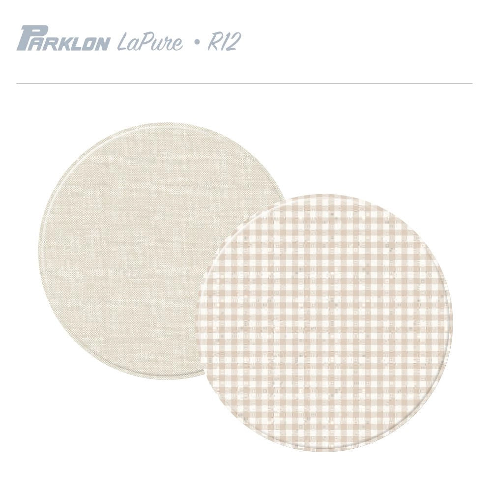 LaPure Round Mat Gingham Check Natural Fabric Beige (R12)
