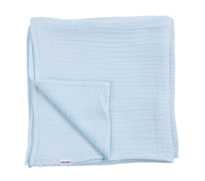 KIKI & SEBBY BLUE 100% Cotton Muslin Blanket