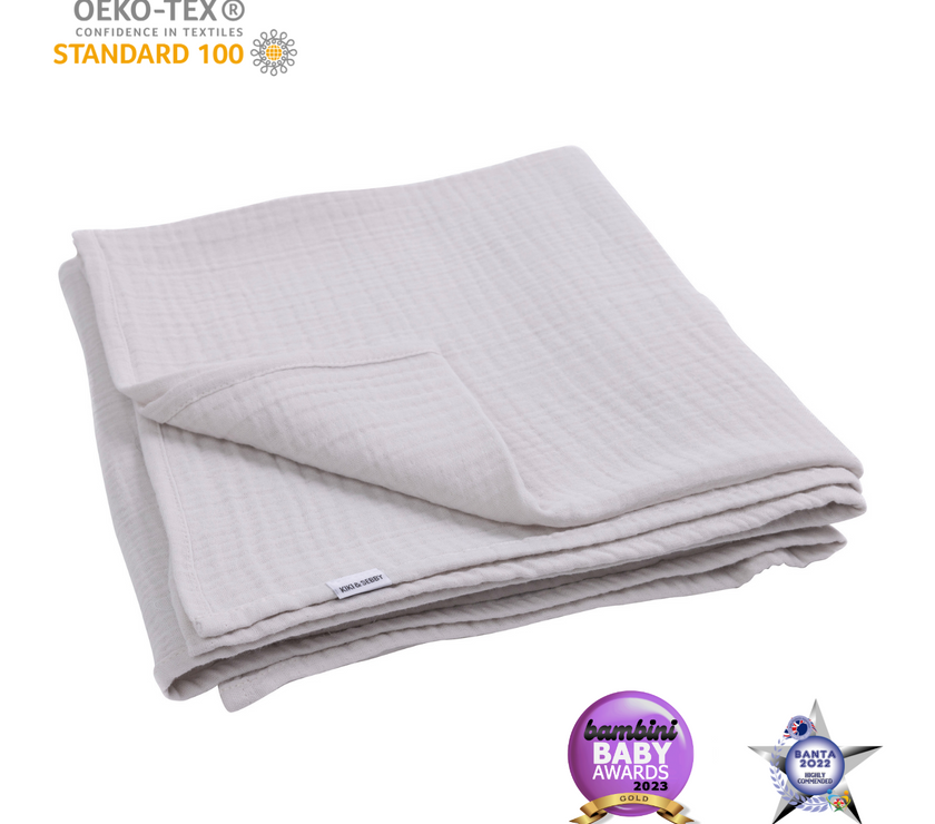 KIKI & SEBBY GREY 100% Cotton Muslin Blanket