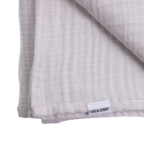 KIKI & SEBBY GREY 100% Cotton Muslin Blanket