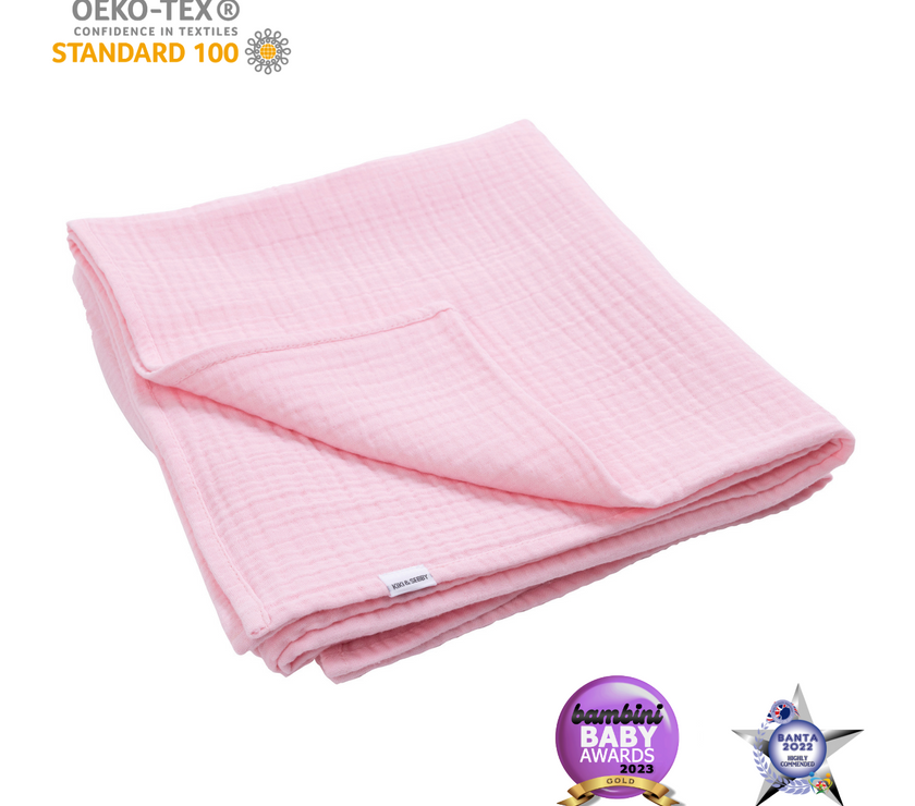 KIKI & SEBBY PINK 100% Cotton Muslin Blanket